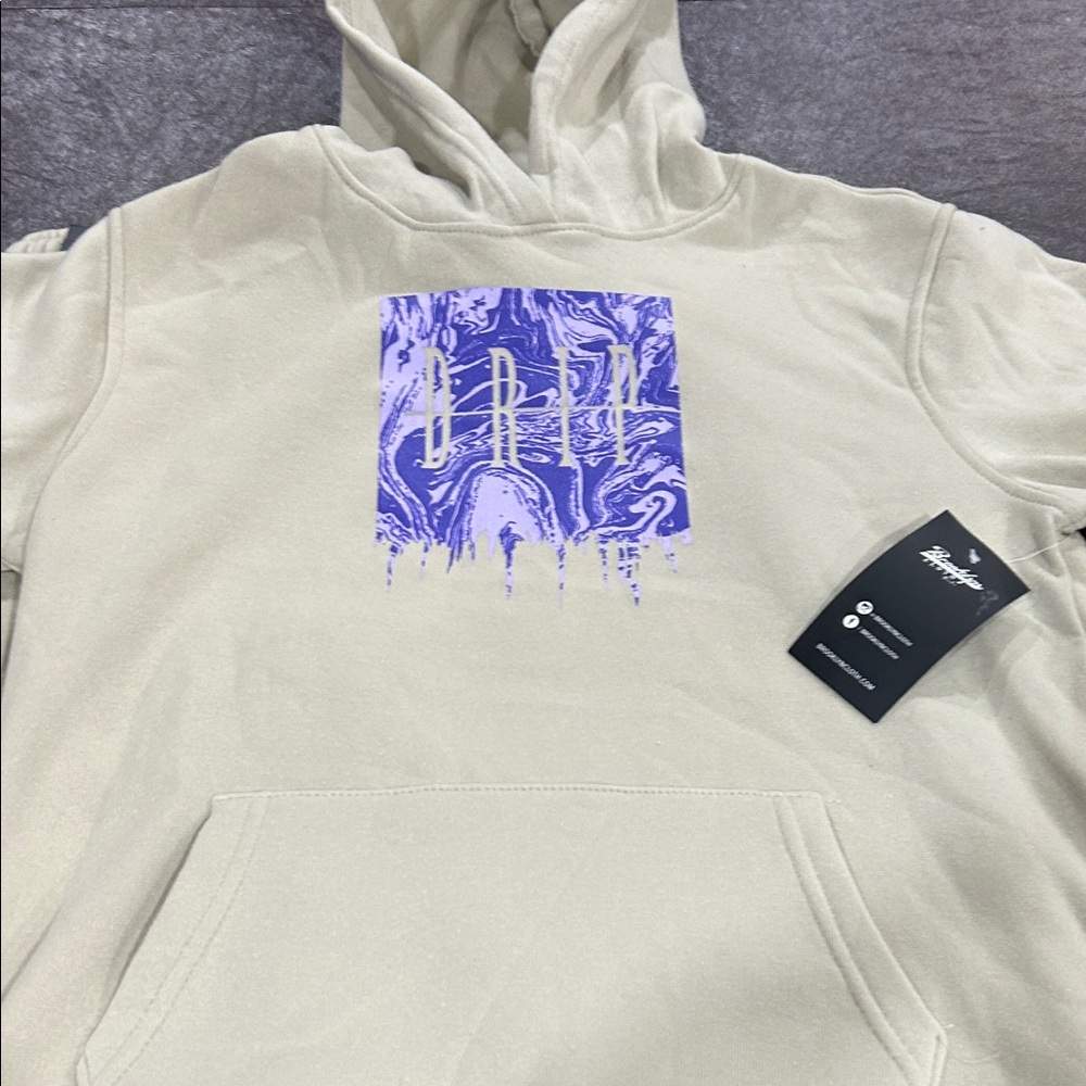 Brooklyn Cloth Cream Hoodie with Purple Graphic